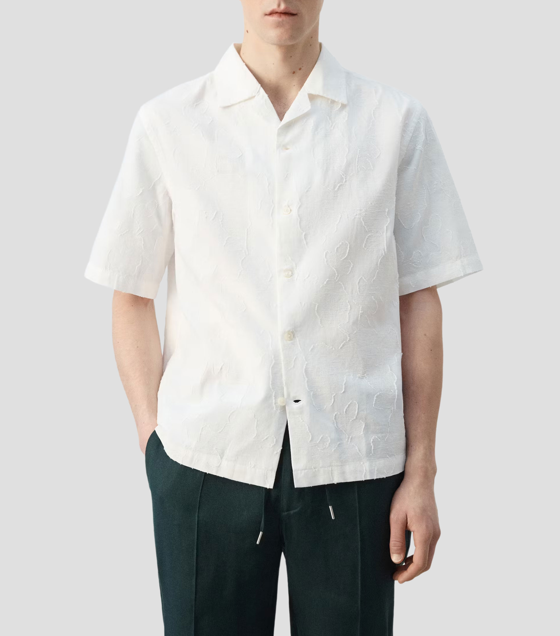 Camisa lisa manga corta Hombre